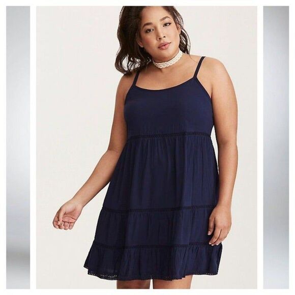 Torrid Tassel Trimmed Tiered Challis Tank Dress - Picture 1 of 4
